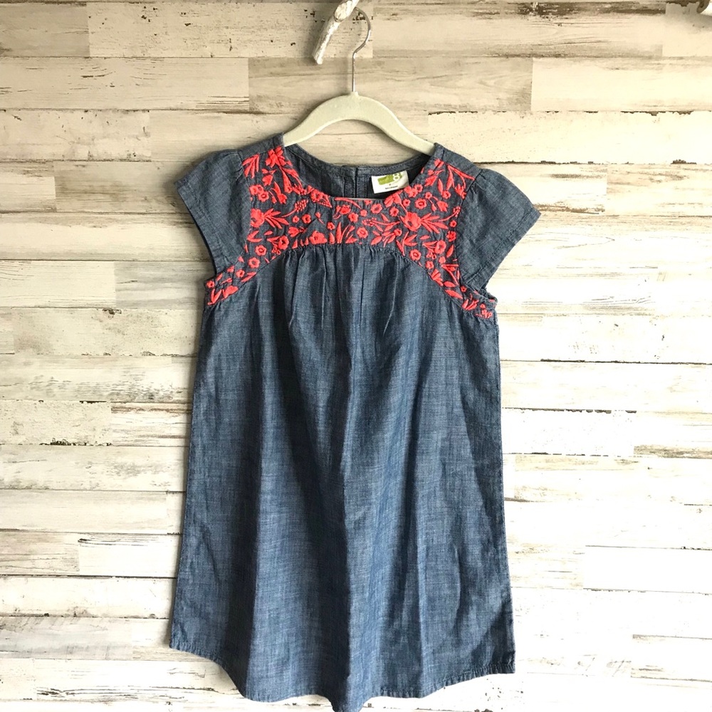 Crazy 8 girls dress chambray and embroidered